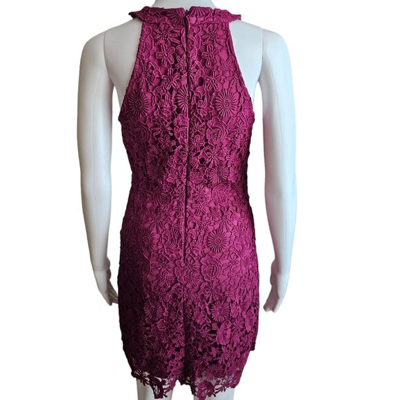 LULU'S Love Poem Magenta Lace Mini Dress- Size Small - Picture 6 of 7